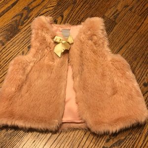 Tahari girls pink fur vest
